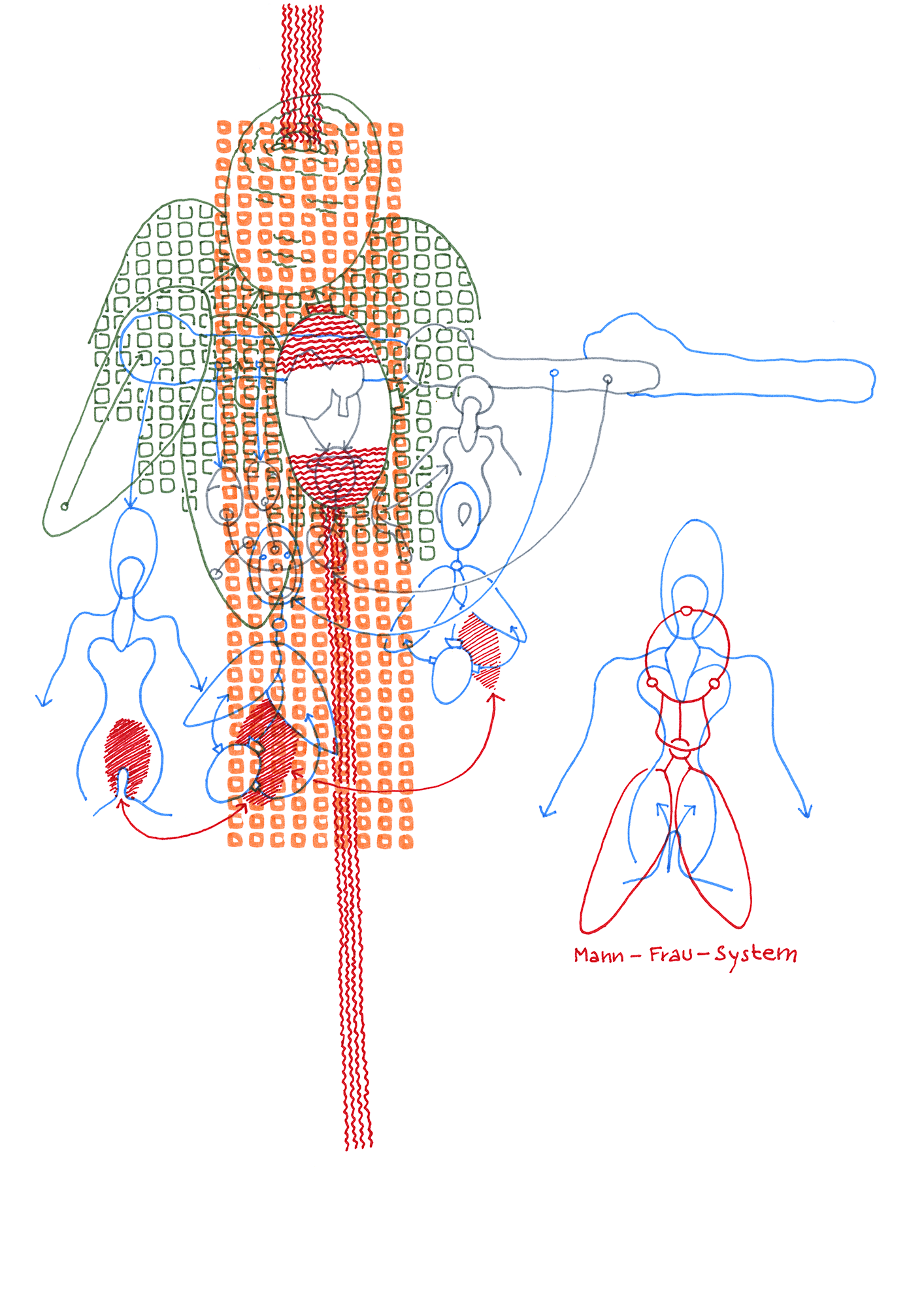 Hannes Kater: Zeichnung aus dem Jahr 1996, Filzstift auf A4 Papier