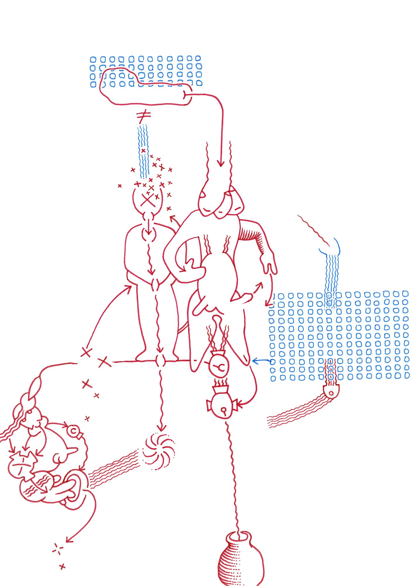 Hannes Kater: Tageszeichnung aus dem Jahr 2000, Filzstift auf A4 Papier