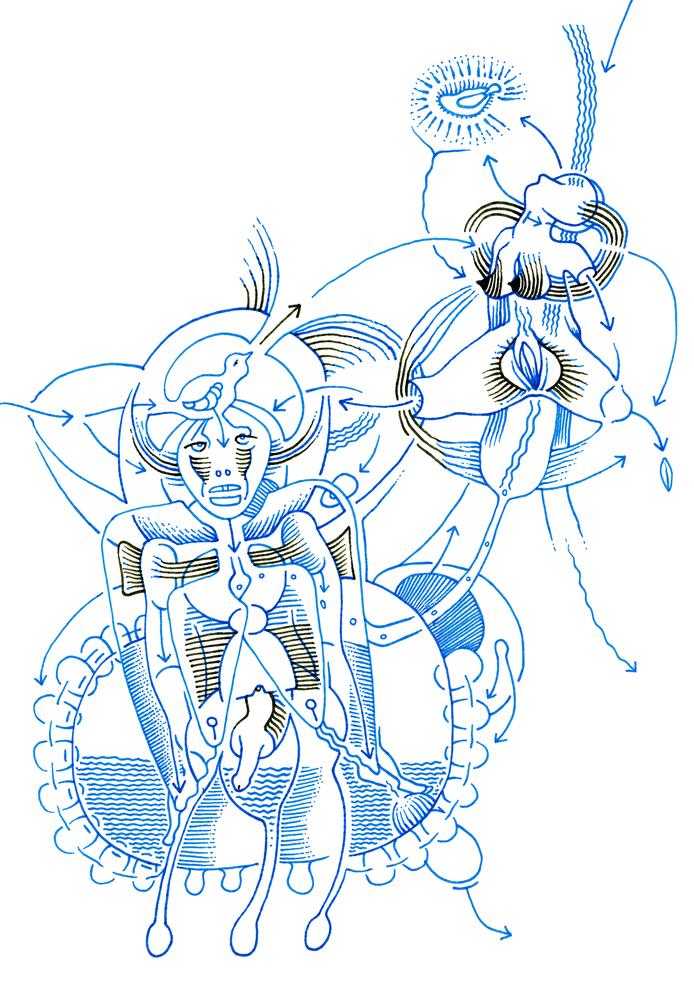 Hannes Kater: Tageszeichnung aus dem Jahr 2000, Filzstift auf A4 Papier