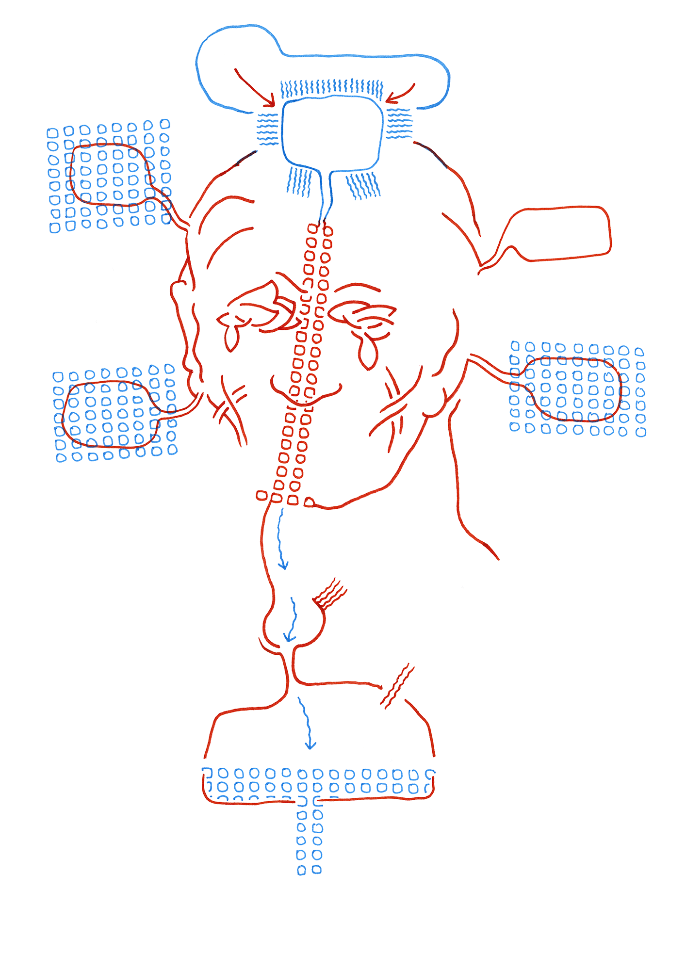 Hannes Kater: Tageszeichnung aus dem Jahr 2000, Filzstift auf A4 Papier
