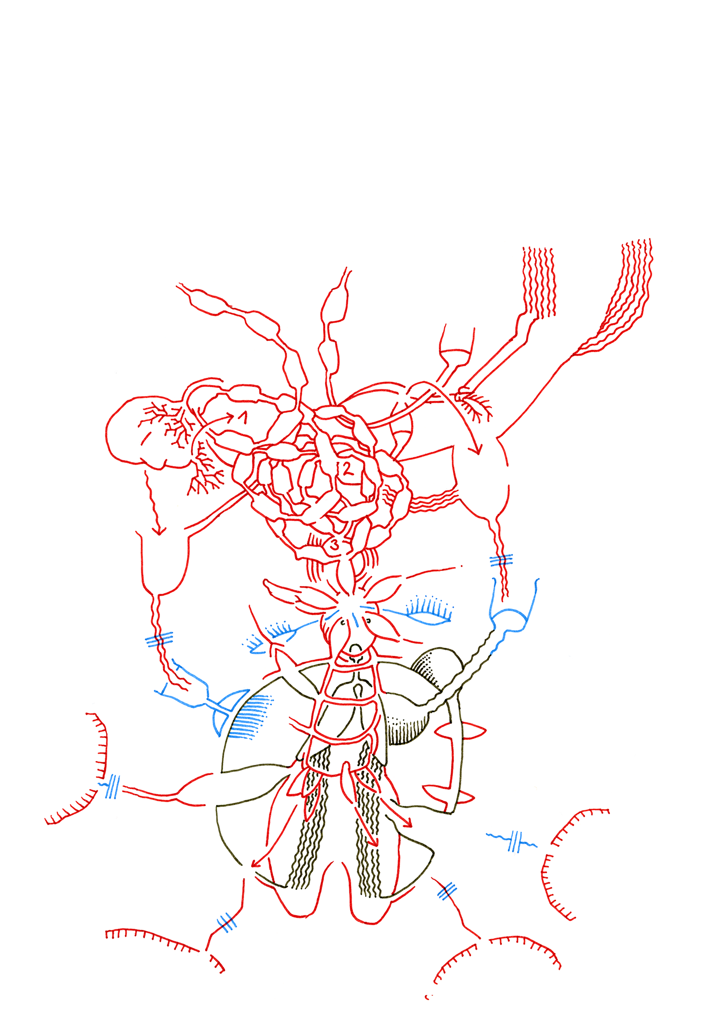 Hannes Kater: Tageszeichnung aus dem Jahr 2000, Filzstift auf A4 Papier
