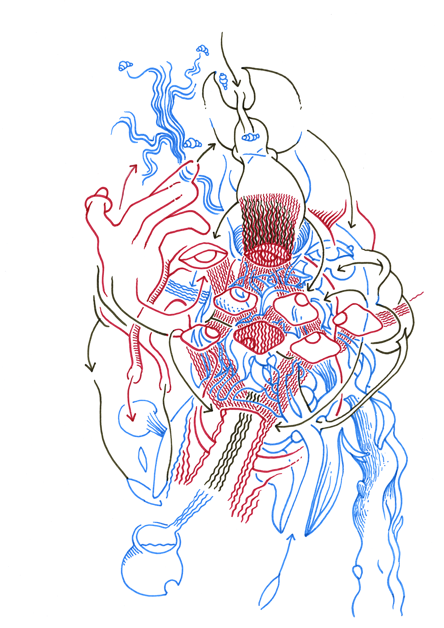 Hannes Kater: Tageszeichnung aus dem Jahr 2000, Filzstift auf A4 Papier